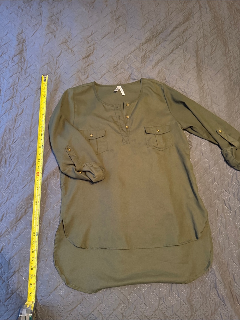 Live 4 Truth Olive Green Henley Tunic with Button Pockets